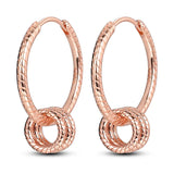 Rose Gold Hoop Earrings For Women 925 Silver Original Pave CZ Heart Ciecle Star Moon U Shape Earrings Luxury Wedding Jewelry