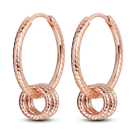 Rose Gold Hoop Earrings For Women 925 Silver Original Pave CZ Heart Ciecle Star Moon U Shape Earrings Luxury Wedding Jewelry