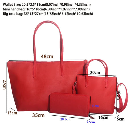 Women's Crocodile Tote Bag Purse Ladies Large Capacity Shoulder Bags Female Wallet Handbag Set Casual Travel Beach Shopping Bags