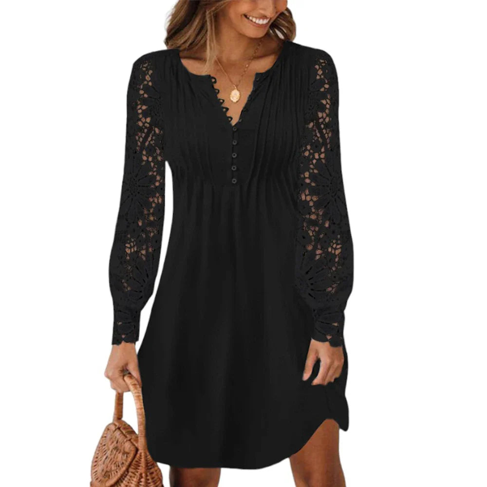 XXL 3XL Plus Size Lace Lady Long Sleeved Dress Women Clothing Spring Winter Large Size Elegant Vestidos Formal Occas Long Skirt