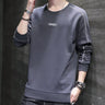 New Autumn Fashion Trend Solid Color Round Neck Letter Panel Long Sleeve Simple Casual Men's Loose and Comfortable Sweater