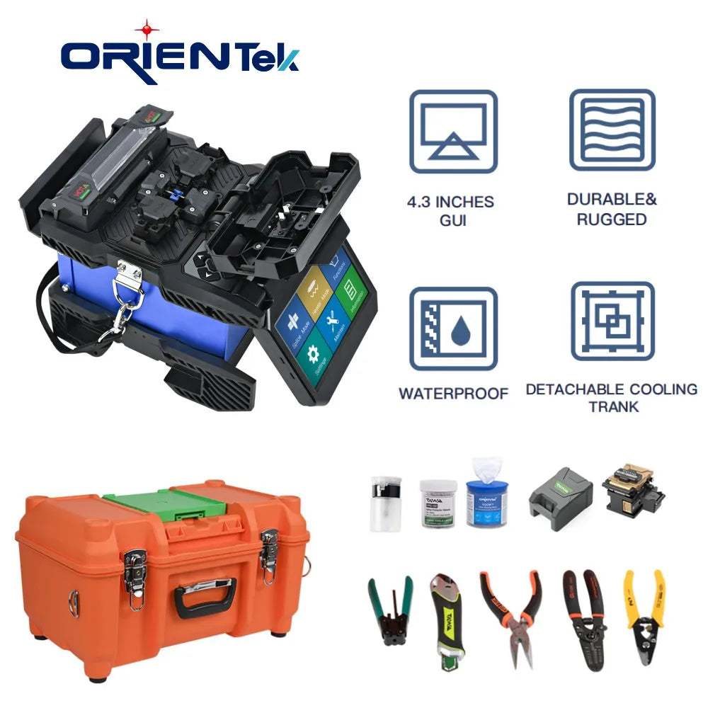 Kit FTTH Fibra Equipement DeFibre Optique Orientek T45 Multi-Language Optic Fiber Fusion Splicer Welding Splicing Machine