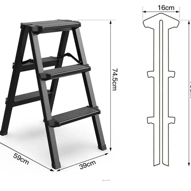 Multifunctional High Stools Kitchen Thickened Aluminum Ladder Chair Folding Design Step Stool Non-slip Pedal Ladder Stool