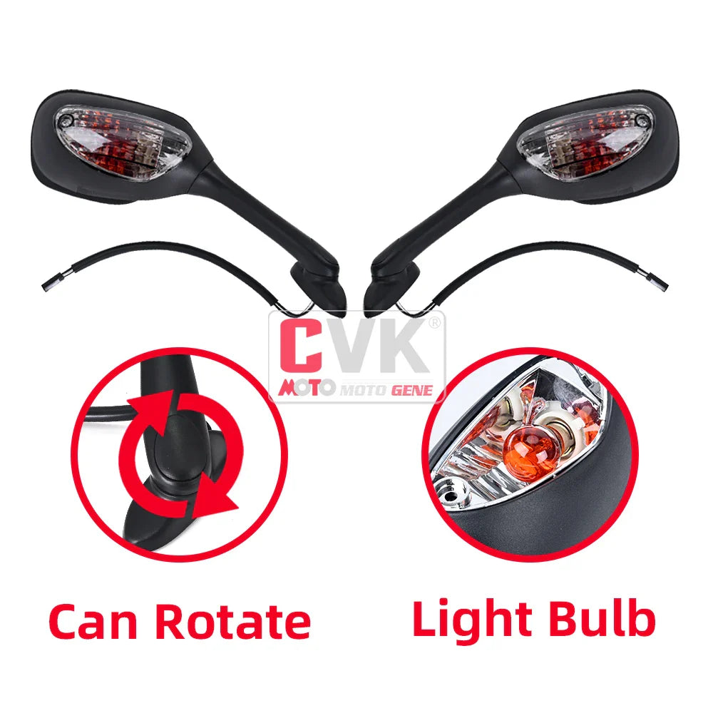 CVK RearView Mirror LED Light For Suzuki GSXR600 GSXR750 GSXR1000 K5 K6 K7 K8 2005 2006 2007 2008 2009 2010 Rear View Mirrors