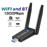 WiFi Bluetooth Wireless Network Card 1300M USB 3.0 Adapter AC1300 With Antenna For Laptop PC Mini Dongle