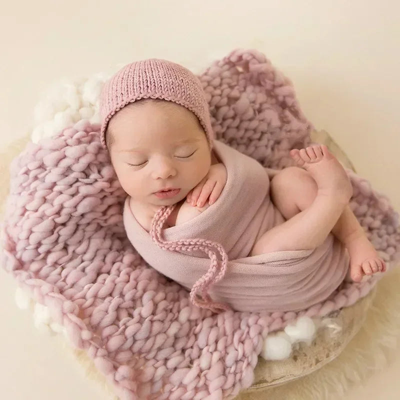 Newborn Photography Props Article Wool Blanket Baby Accessories For Knitted Wrap Shooting Outfit Session Months Birth Clothes