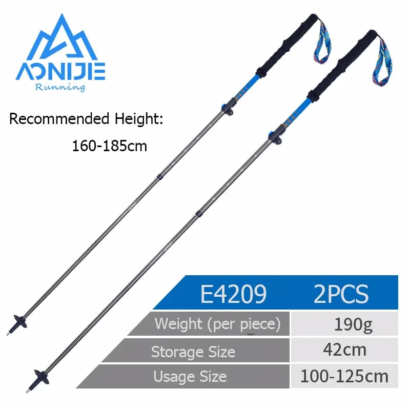 2PCS AONIJIE E4201 Lightweight Folding Collapsible Quick Lock Trekking Pole Hiking Pole Trail Running Walking Stick Carbon Fiber