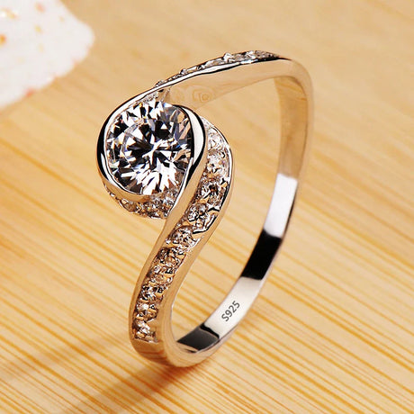 Luxury White Gold Color Tibetan Silver Rings Set For Women Vintage Round Cubic Zirconia Finger Rings Female Trendy Jewelry Gift