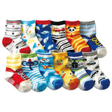 12pair/Lot Non Slip Toddler Socks  with Grip for Boys Girls Baby Infants Kids Anti Skid Cotton Crew Socks 1-7Years