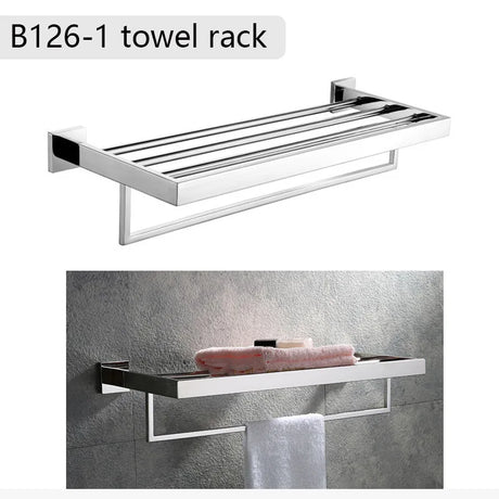 Mirror Chrome Polished Bathroom Hardware Stainless Steel Towel Rack Toilet Paper Holder Towel Bar Hook Bathroom Accessories