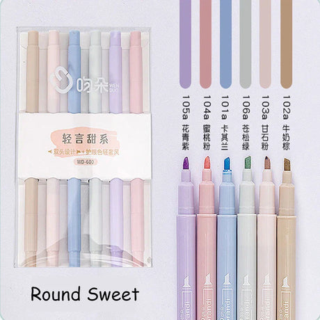 Highlighters Pastel Pen Set Colored Markers Colors Kawaii Cute for Kids Stationery Aesthetic Office School Supplies