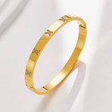 Waterproof Luxury Colorful Cubic Zirconia Bangles Stainless Steel Open Bracelet Bangle 18k Plated Fashion Jewelry Women