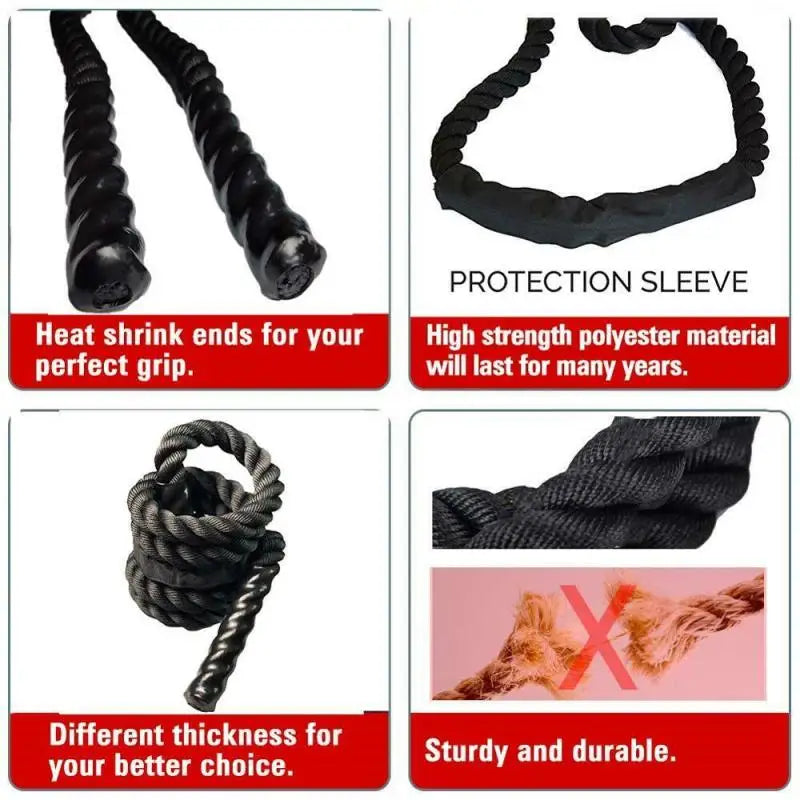 3mx25mm Diameter Fitness Battle Heavy Exercise Training Rope Length Nylon Dacron Workout Rope for Home Gym Outdoor Cardio Sport