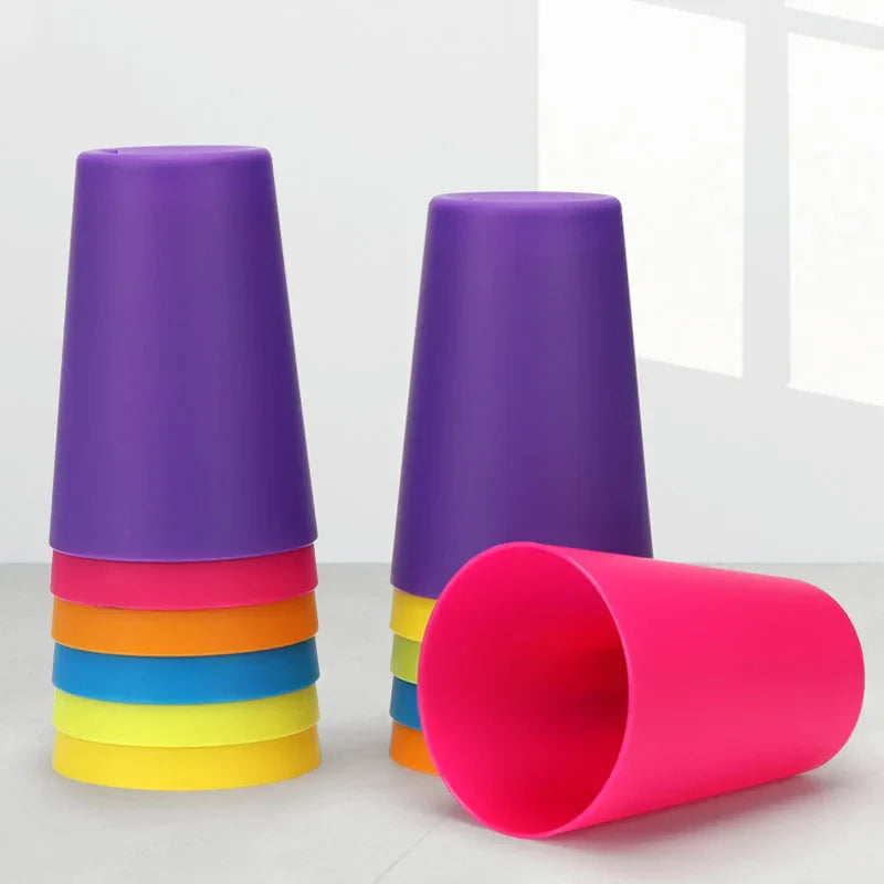 Kids Montessori Toys Stack Cup Battle Table Game with Card Educational Intellectual Enlightenment Color Cognition Logic Training