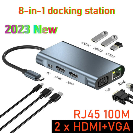 type c hub Dual HD DP 4k 60hz thunderbolt dock mst hub usb c to 2 hdmi docking station for apple macbook pro laptop accessories