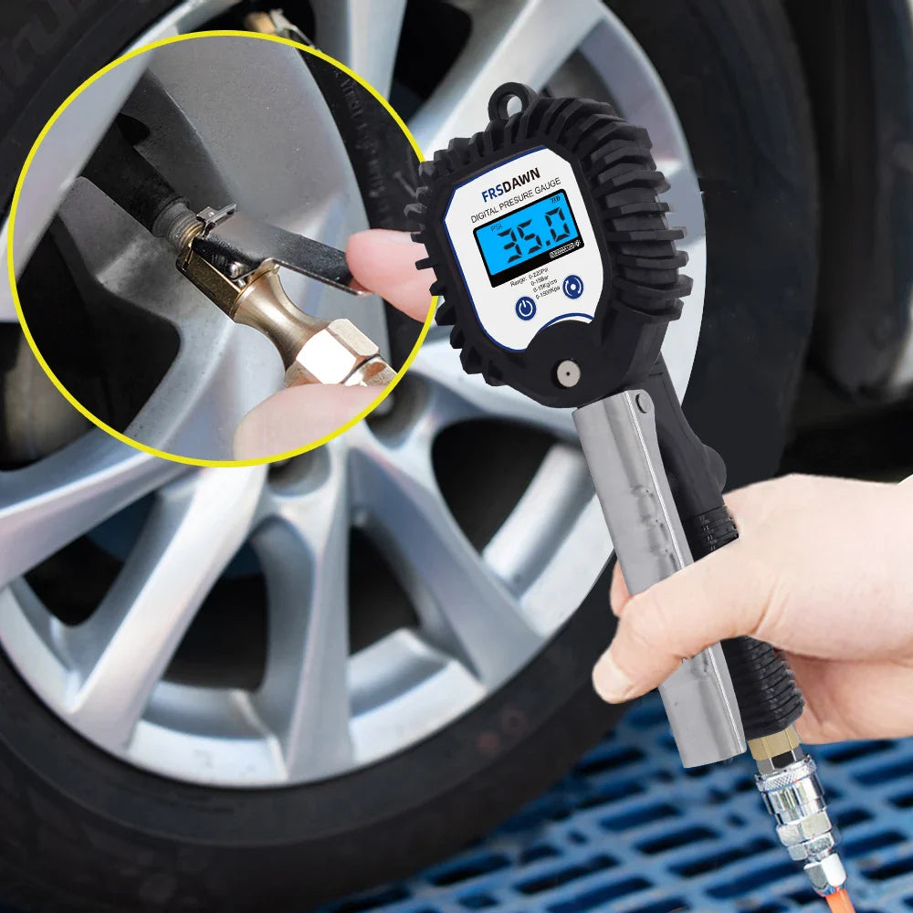 Car Tire Pressure Gauge Air Inflator US/EU Vehicle Tester Monitoring Manometer Motorcycle Bike LCD Digital Test Inflation