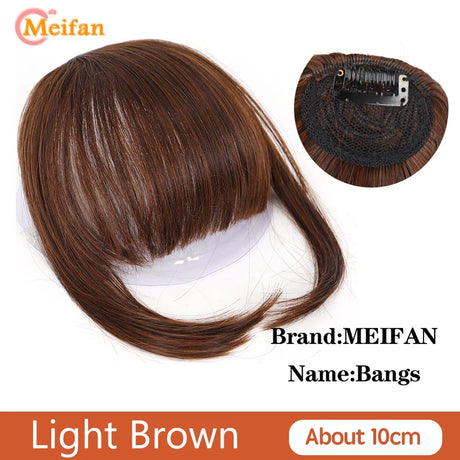 MEIFAN Synthetic False Bangs Clip-In Bangs Extension Natural Neat Fake Fringe Topper Hairpiece Invisible Clourse Hairpieces