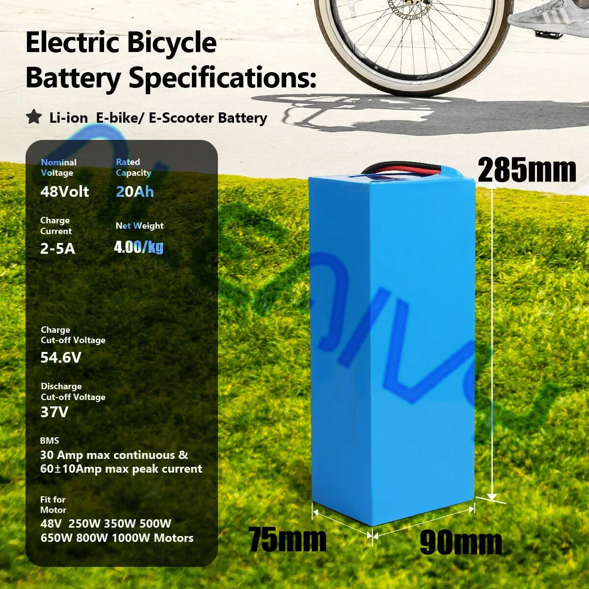 48V 50Ah 40Ah 35Ah 30Ah  20Ah 25Ah Electric Bike 21700 Lithium Battery Pack for 1000W 1500W 2000W 2500W E-Bike Battery