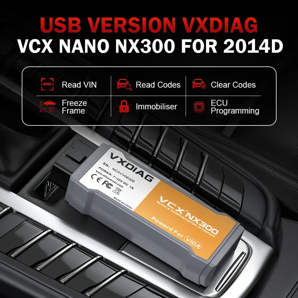 VXDIAG VCX NANO NX300 for Volvo 2014D Car OBD2 All System Diagnostic Tool Active Test Code Reader J2534 Programming ECU Coding