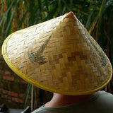 1PC Chinese Retro Bamboo Rattan Fisherman Hat Handmade Weave Straw Bucket Hat Tourism Rain Dance Props Cone Fishing Sunshade Hat