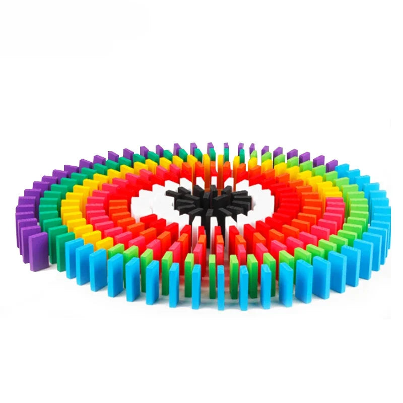 New Kids 100/300/500pcs Children Color Sort Rainbow Wood Domino Blocks Kits Early Bright Dominoes Games Educational Toys Gift