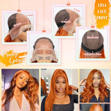 Ginger Orange 13x6 HD Lace Front Wigs Human Hair Bone Body Wave 13x4 Human Hair Lace Frontal Wigs Transparent Lace Wig For Women