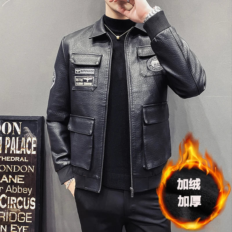 2023 New Men's Leather Jackets Autumn Winter Casual Motorcycle PU Jacket Biker Leather Coats Brand Clothing Plus size S-5XL