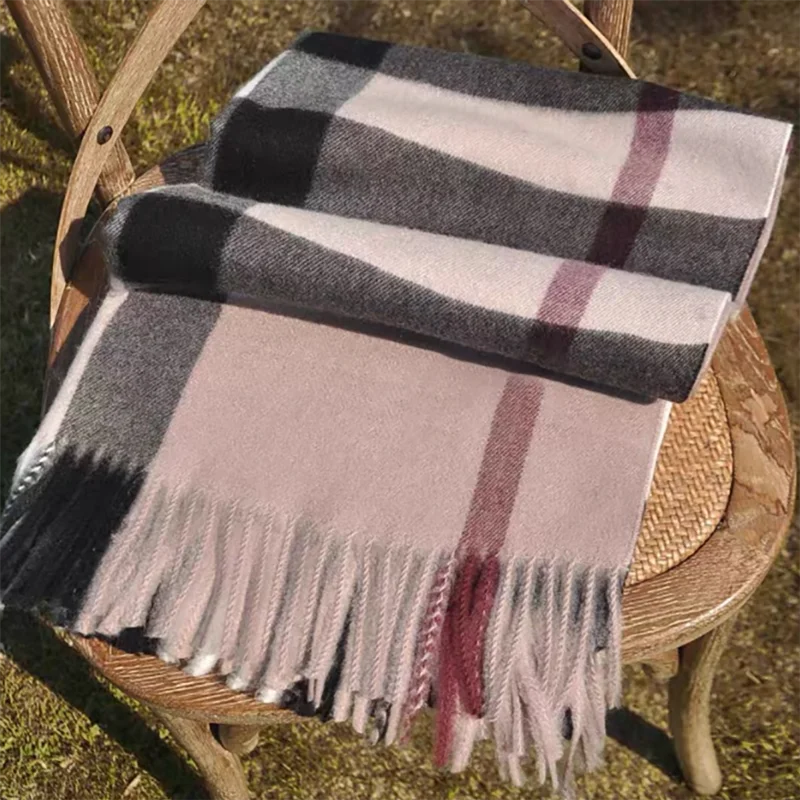 2024 Pamwallymensa Women's Scarf Winter Luxury Brand Tippet Scarves for Ladies  Plaid Shawls Warm British Style Thicken Man