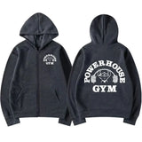 Powerhouse Gym Logo Zip Up Hoodie Harajuku Men's Geek Fitness Cardigan Loose Long Sleeve Punk Sports Sweatshirt Streetwear Male