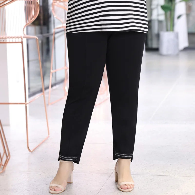 Plus size capris for women black white leggings casual summer high waisted boho pants workout clothing elastic waist yoga pants