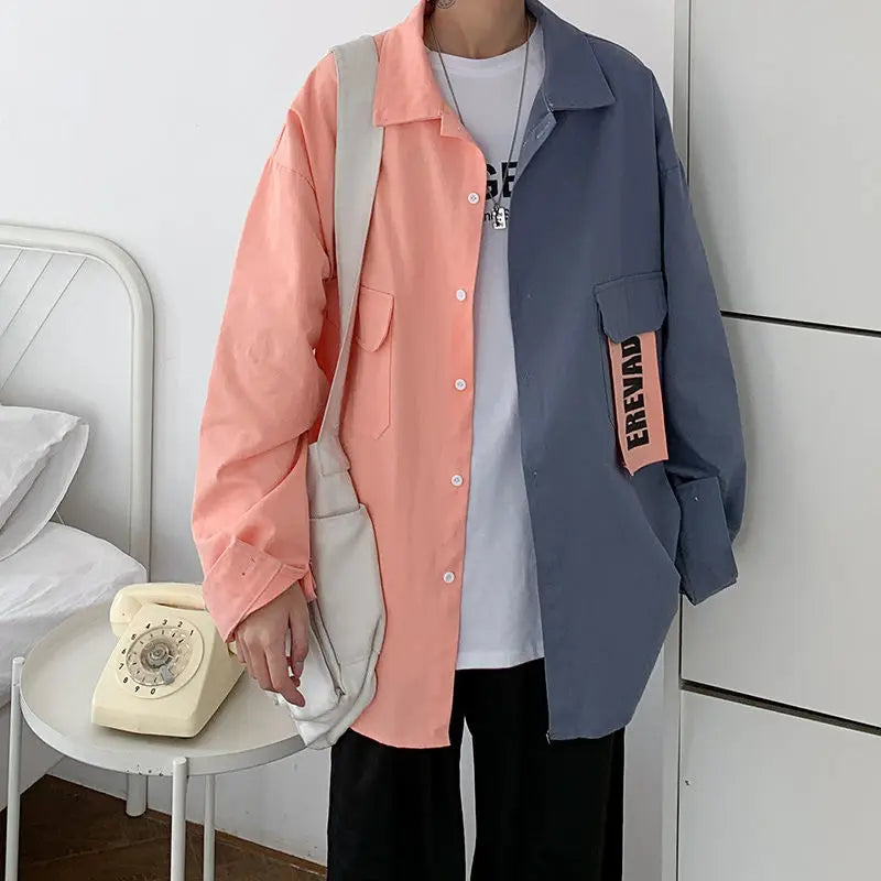 2023 New Spring and Autumn Fashion Retro Patchwork Color Contrast Loose Casual Design Sense, Niche Versatile Letter Print Jacket