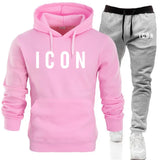 Autumn Winter Outdoor Unisex Sport Hoodies Tracksuit 2 Pieces Sets Sweatshirt+Pants Suit Hooded Sportswear