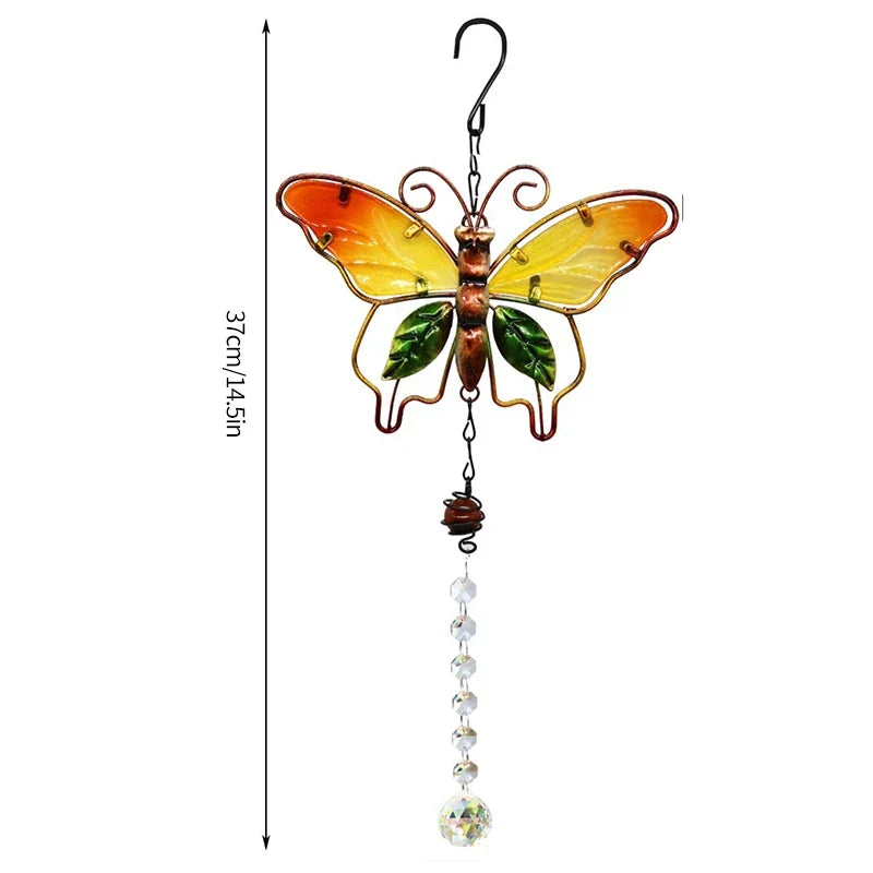 Outdoor Hanging Wind Chimes Suncatchers Crystal Prism Ball Butterfly Hummingbird Design Pendants Ornament Home Garden Decoration