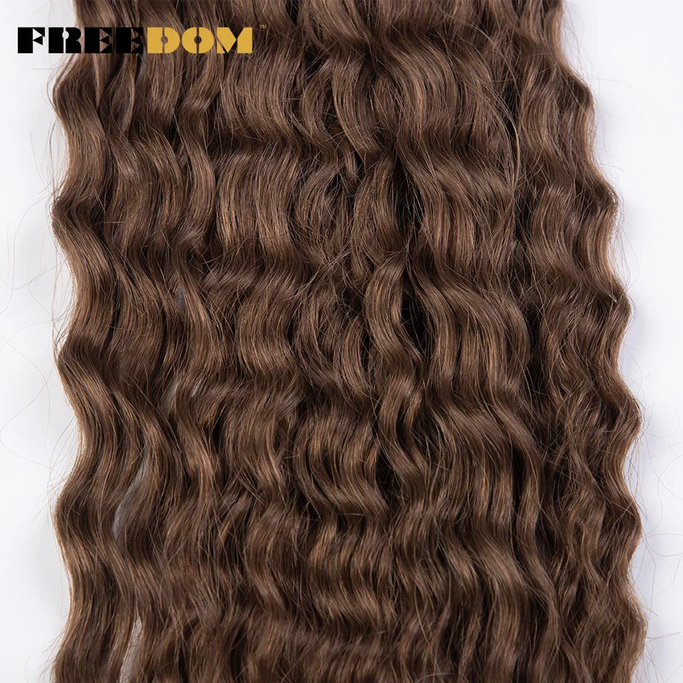 FREEDOM Synthetic Curly Hair 24 Inch Water Wave Twist Crochet Braid Hair Ombre Pink Ginger Deep Wave Braiding Hair Extension