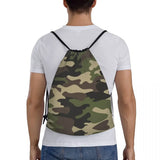 Custom Green Brown Military Camouflage Drawstring Bags Men Women Lightweight Army Jungle Camo Sports Gym Storage Backpack