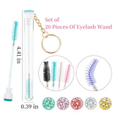 10pcs Mascara Wand Tubes Eyebrow Brush Diamond Key Chain Tube Mascara Brushes Eyelash Spoolies Brush Makeup Tools