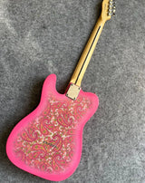 Custom Electric Guitar with 22 Fret, Blue and Pink Amoeba Pattern, Mahogany Body, Maple Neck Guitar, Real Photos