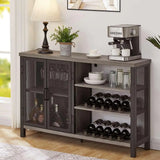 Liquor Cabinet Bar for Home, Rustic Home Bar Cabinet with Wine Rack, Coffee Bar Cabinet with Storage (47 Inch, Grey Oak)