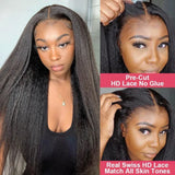 Kinky Straight 13x6 HD Lace Frontal Wig Human Hair Brazilian Glueless Yaki 13x4 Lace Front Human Hair Wigs For Women Preplucked