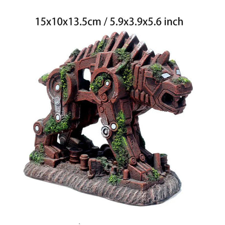 Creative Landscaping Car Robot Dog Transformers Theme Fish Tank Decorations Ornaments Crafts Aquarium Decor Rock Castle