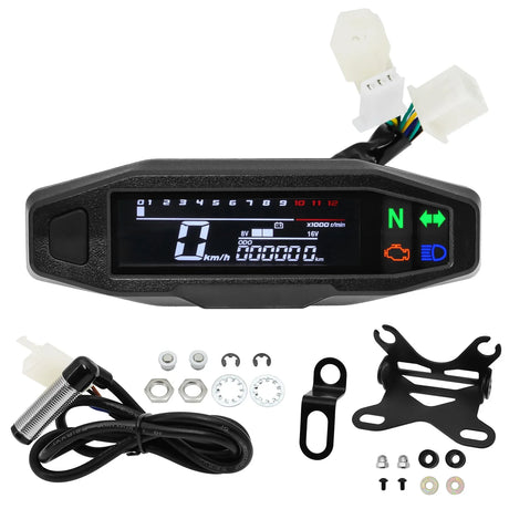 HD Universal Mini RPM Gauge Motorcycle Meter Speedometer Digital Odometer Electric Injection Carburetor Instrument For KR200