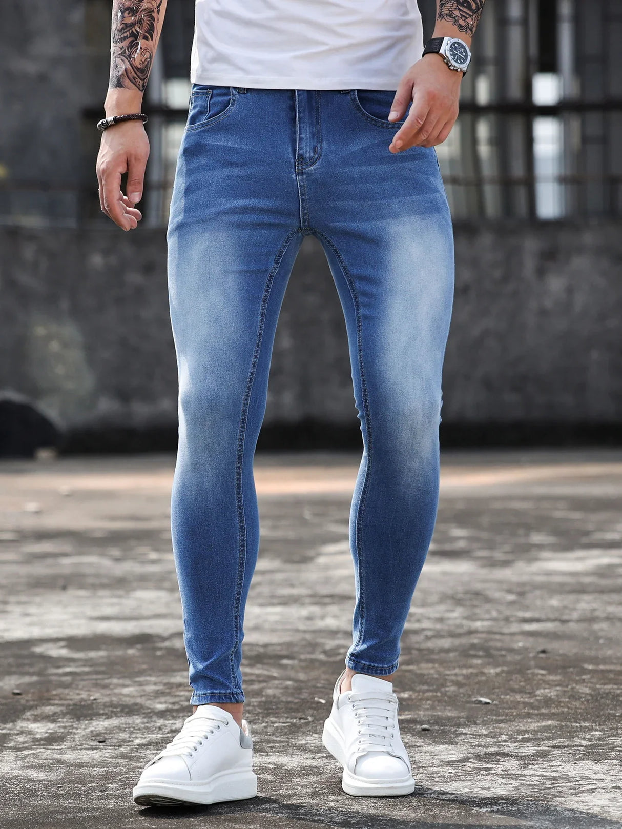 Streetwear Fashion Black Ripped Skinny Jeans Men Slim Hip Hop Denim Trousers New Spring Casual Jeans for Men Jogging Jean Homme