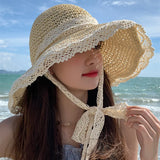 Women's Summer Visors Hat Foldable Sun Hat Wide Large Brim Beach Hats Fashion Lolita Hat Chapeau Femme Beach UV Protection Cap