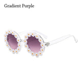 Fashion Retro Daisy Sunglasses for Women Round Flower Sun Glasses Trendy Summer Pool Beach Party Shades UV400 Eyewear