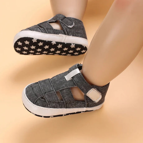 2023Brand NEW 0-18Months Kids Newborn Baby Boys Fashion Summer Soft Crib Shoes First Walker Anti Slip Sandals Shoes Soft Sole