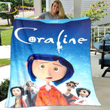 3D Cartoon Coraline Blanket,Flannel Blanket Throw Blanket,Children's Warm Blanket for Home Living Room Bedroom Beds Sofa Office