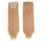 Synthetic Clip in Hair Extensions 6 Pcs/Set 16 Clips Long Straight Hairpieces Clip On Hair Extension for Women Blonde