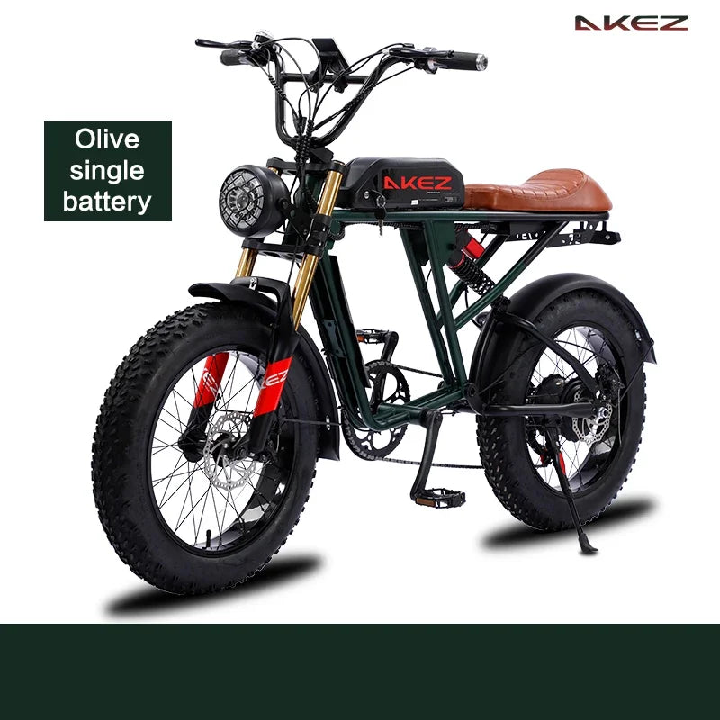 Smart and Powerful AKEZ 1500W 26AH 48V Lithium Full Suspension Folding Mountain Electric Bike Fat Tire Electric Bike Bike