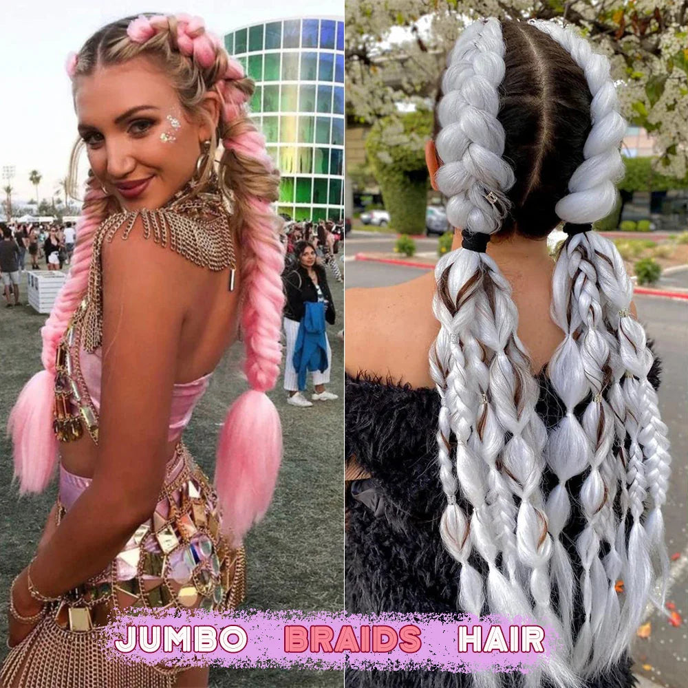 Jumbo Braids Hair Extension 24 inches 3 Pcs/Lot Synthetic YAKI Textured Braided Hairpiece For Twist Box Crochet Braiding Hair