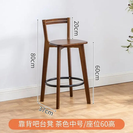 Backrest High Bench High Stool Home Living Room Dining Room Bar Counter Chairs Solid Bamboo Bar Stools Cash Register Ottomans